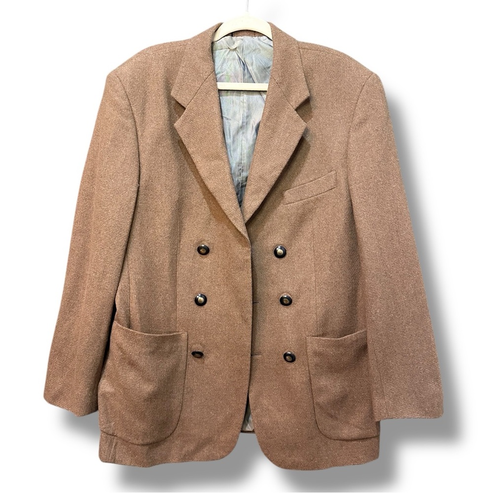 Vintage Riggings Wool Blend Brown Double-Breasted Blazer. Size 42R